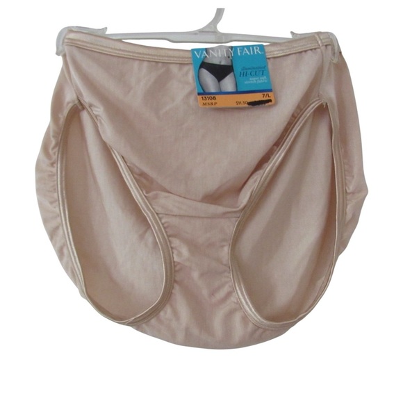 Vanity Fair Illumination Hi Cut Panties Underwear Size 7 Large Nude Stretch Soft - Picture 1 of 6